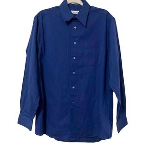 Calvin Klein long sleeves buttons down shirt blue navy size 15.5 - 34/35